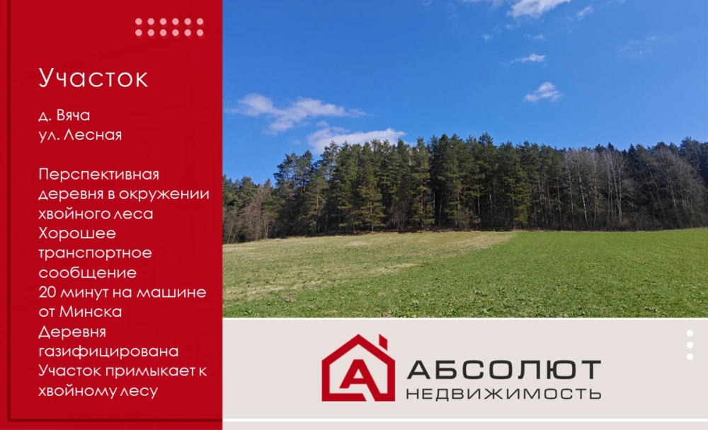 Продается просторный земельный участок возле леса в деревне Вяча!